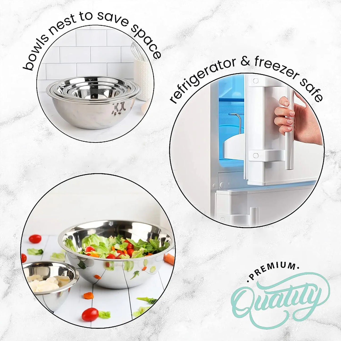 Meal Prep Stainless Steel Mixing Bowl (5-Piece Set) by WHYSKO
