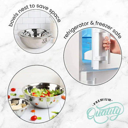 Meal Prep Stainless Steel Mixing Bowl (5-Piece Set) by WHYSKO