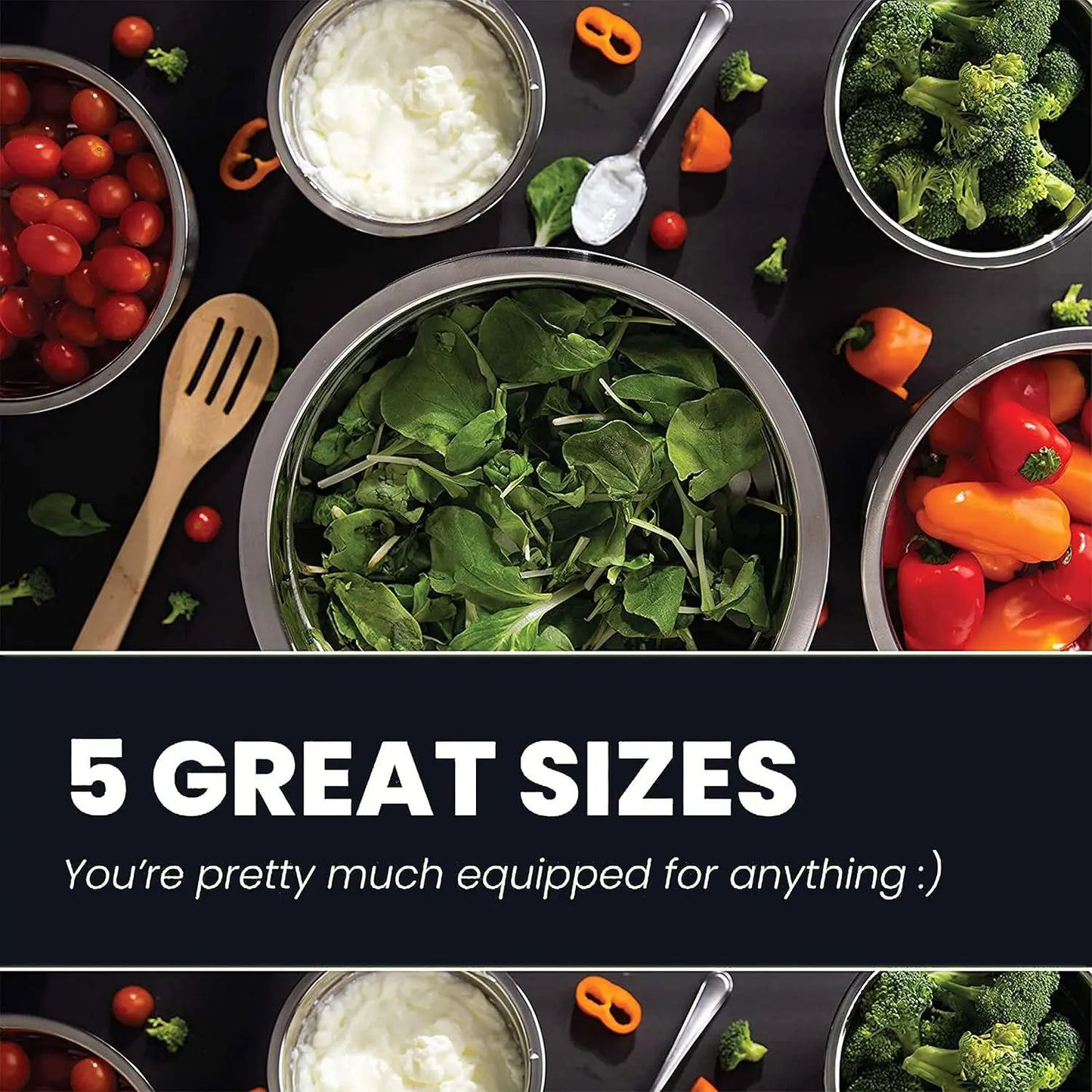 Meal Prep Stainless Steel Mixing Bowl (5-Piece Set) by WHYSKO