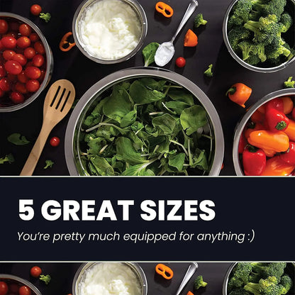 Meal Prep Stainless Steel Mixing Bowl (5-Piece Set) by WHYSKO