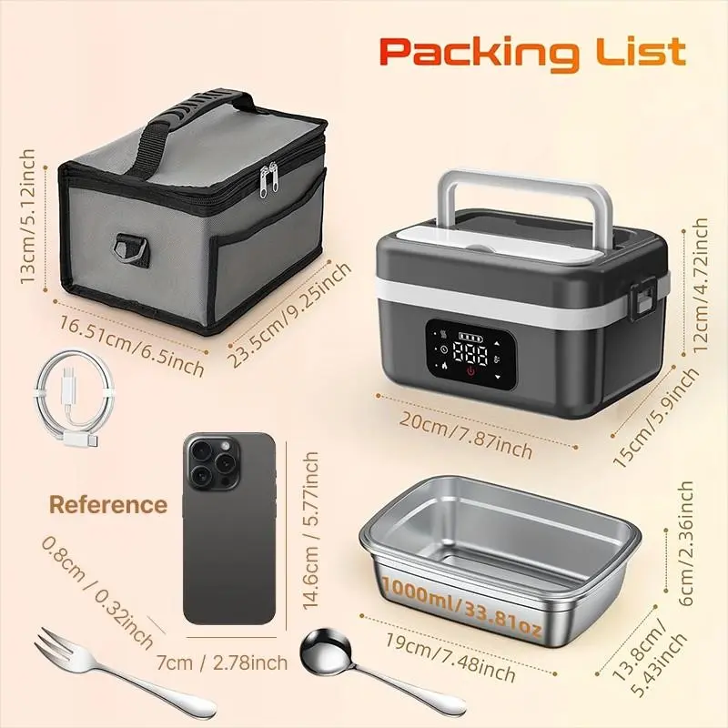 'HotBox' Lunch Box with Rechargeable Wireless Electric Heating