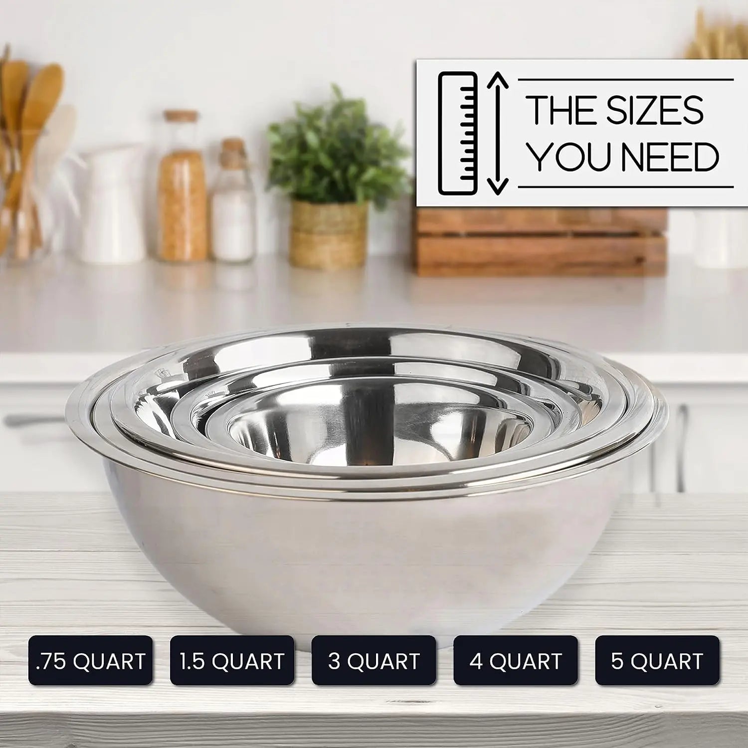 Meal Prep Stainless Steel Mixing Bowl (5-Piece Set) by WHYSKO