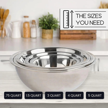 Meal Prep Stainless Steel Mixing Bowl (5-Piece Set) by WHYSKO